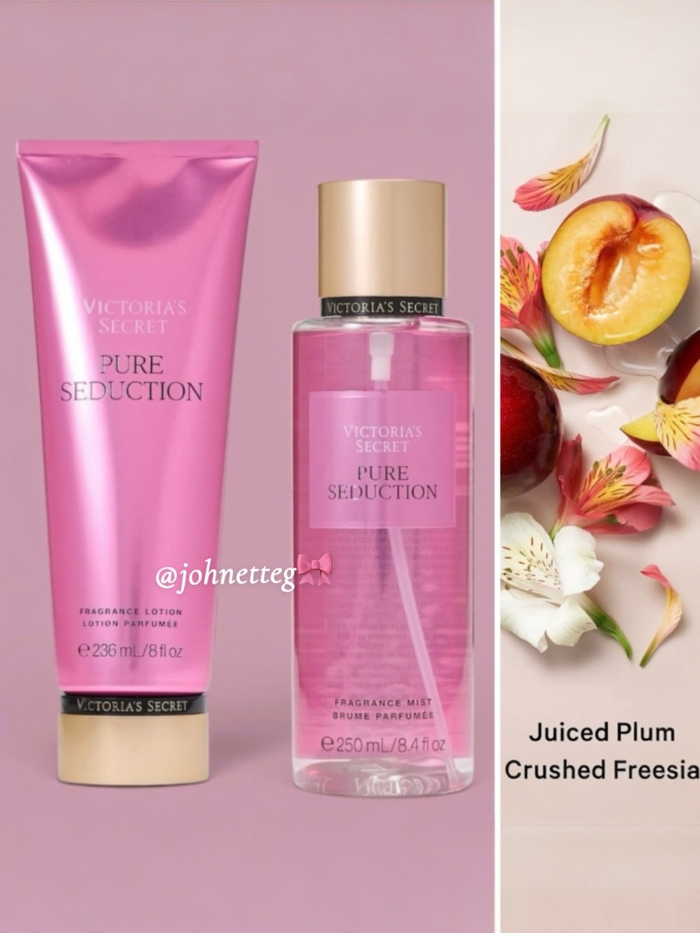 💐VICTORIA’S SECRET Pure Seduction Fragrance Body Lotion & Mist Plum Freesia Rose